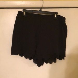 Black Scalloped Dressy High Waisted Shorts